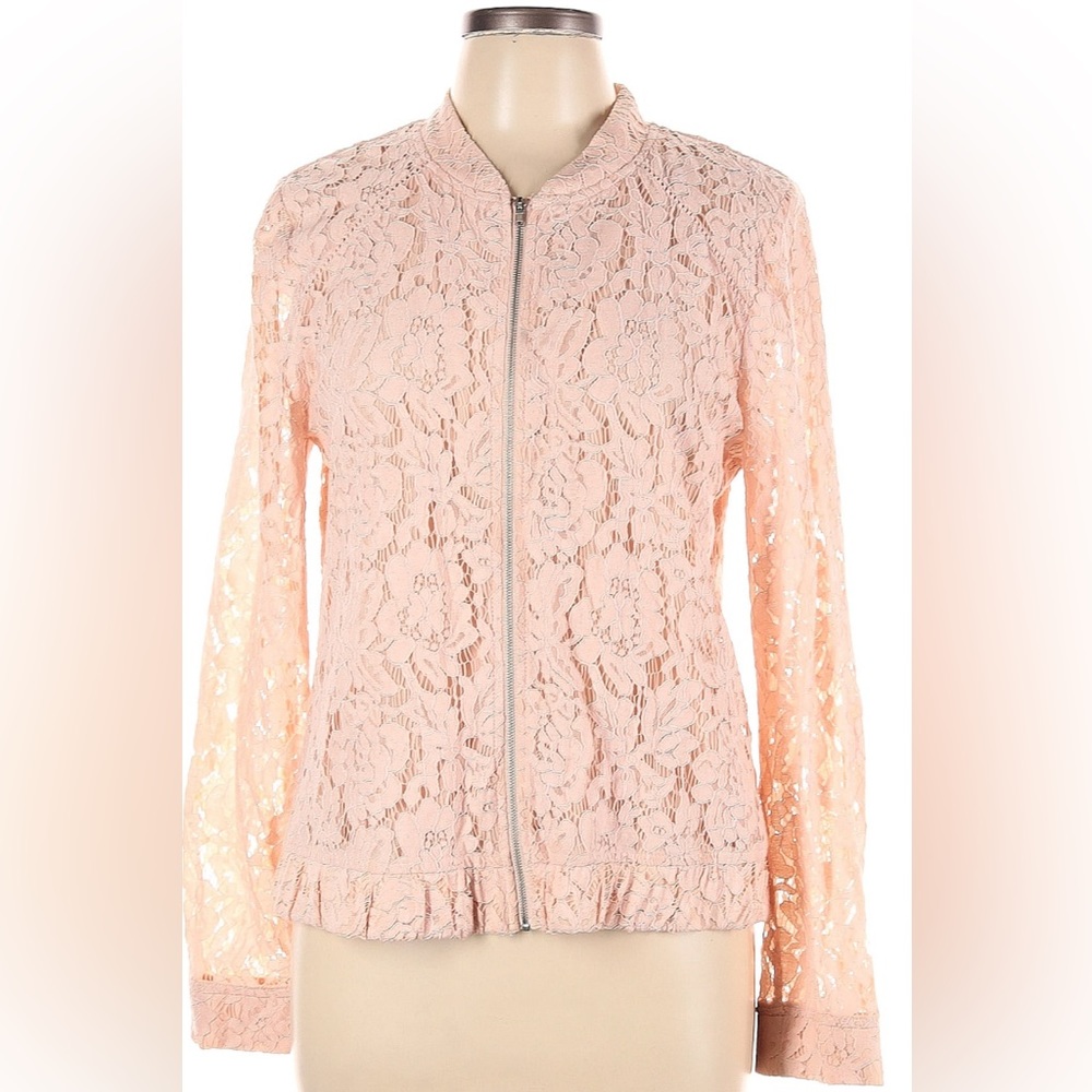 Nordstrom 14th and Union Floral Coquette Pink Floral Lace Jacket Lightly Used